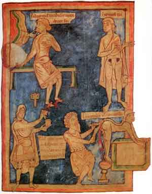 HEMROIDS - An 11th century picture of a hemroid operation