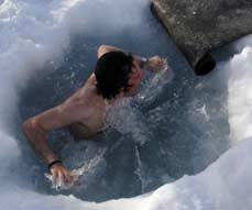 Is this a possible hemorrhoids home remedy? Believe it or not, jumping into freezing water might actually help some people!