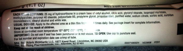 hydrocortisone cream was used to self treat a massive thrombosed external hemorrhoid that was casuing masses of pain and a visit to the ER section of a hospital.