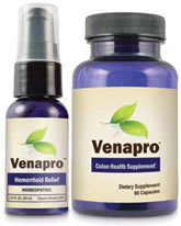 Venapro piles treatment uses 14 ingredients, mostly herb based.